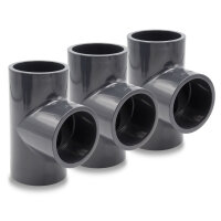 3x PVC-Muffe T-Stück 90° I 25mm I 3/4 Zoll I Klebemuffe I PVC-Rohrmuffe mit 2-Anschlüssen I Rohr-Verbindungsstück PVC-Fitting I bm068