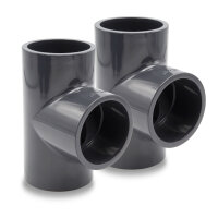 Baumaxxe 2x PVC-U T-Stück 90° I 40mm I 1 1/4 Zoll I Klebemuffe I PVC-Rohrmuffe mit 2-Anschlüssen I Rohr-Verbindungsstück PVC-Fitting I bm066