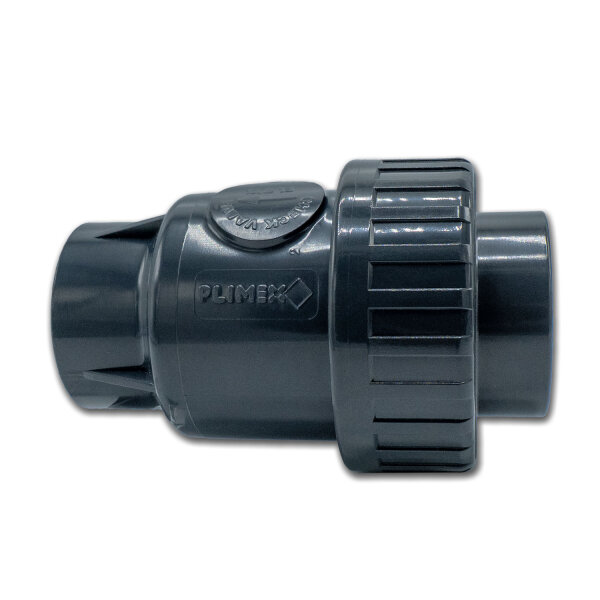 Baumaxxe PVC Rückschlagventil 50 mm federbelastet I 1 1/2 Zoll PN16 I mit Verschraubung zum Öffnen und Reinigen I für Pool Verrohrung Druck und Saugleitung | bm281