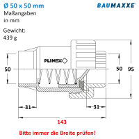 Baumaxxe PVC Rückschlagventil 50 mm federbelastet I 1 1/2 Zoll PN16 I mit Verschraubung zum Öffnen und Reinigen I für Pool Verrohrung Druck und Saugleitung | bm281