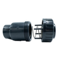 Baumaxxe PVC Rückschlagventil 50 mm federbelastet I 1 1/2 Zoll PN16 I mit Verschraubung zum Öffnen und Reinigen I für Pool Verrohrung Druck und Saugleitung | bm281
