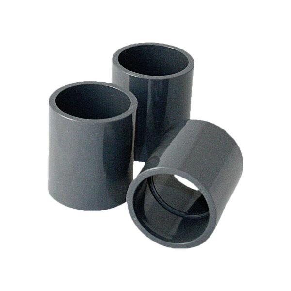 3x PVC-Muffe I 32mm I Klebemuffe I PVC-Rohrmuffe mit 2-Anschlüssen I Rund I Rohr-Verbindungsstück für Rohre und Fittinge I bm036