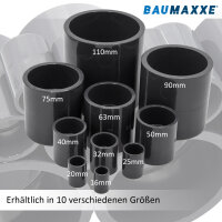 4x PVC-Muffe I 63mm I Klebemuffe I Rohrmuffe mit 2-Anschlüssen I Rund I Rohr-Verbindungsstück für Rohre und PVC-Fittinge I bm042