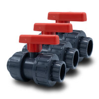 3x PVC-Kugelhahn I 32 mm I 1 Zoll I für Klebemuffen...