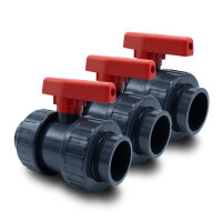3x PVC-Kugelhahn I 50mm I 1 1/2 Zoll I für...