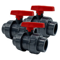 3x PVC-Kugelhahn I 32mm I 1 Zoll I Typ AK I für...