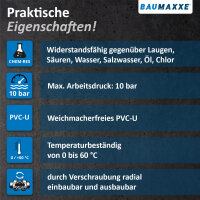 PVC Kegelrückschlagventil federbelastet mit 2x Schlauchtüllen 32/38mm und Schlauchschellen I 10 Bar Arbeitsdruck I Für Pool- und Teichbau I bm283
