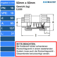 3x Kegelrückschlagventil PVC-U federbelastet I 50mm...