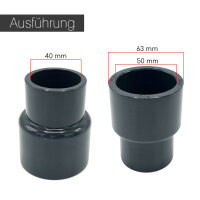 2x PVC Reduziermuffe I 63/50mm x 40mm I Reduktion I Rohr-Verbindungsstück I bm209