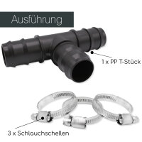 2x PP T-Stück mit Schlauchtülle+ 3...