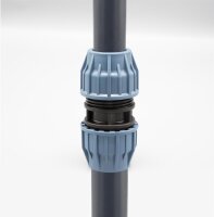 3x PP Kupplung I Durchgangsmuffe l 40 mm I Klemmverbinder mit 2 Anschlüssen I Klemmverschraubung I Klebe- Flexschlauchverbinder I Pool-Zubehör I Garten-Bewässerung I Druckleitung I bm304