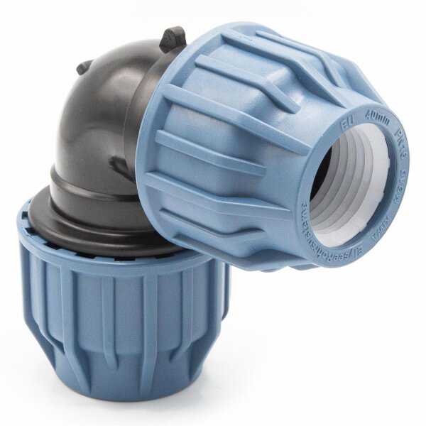 3x PP Kupplung I 90° Winkel 40 mm I Klemmverbinder mit 2 Anschlüssen I Klemmverschraubung I Klebe- Flexschlauchverbinder I Pool-Zubehör I Garten-Bewässerung I Druckleitung I bm311