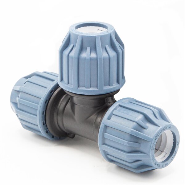 3x PP Kupplung I T-Stück l 20 mm I Klemmverbinder mit 2 Anschlüssen I Klemmverschraubung I Klebe- Flexschlauchverbinder I Pool-Zubehör I Garten-Bewässerung I Druckleitung I bm315