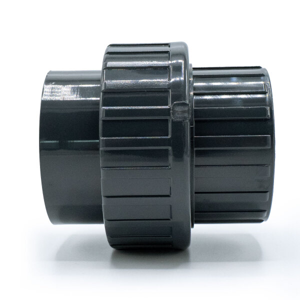 2x Baumaxxe PVC Fitting Verschraubung mit Klebemuffen I 50 mm I Grau I Innengewinde I PVC Verschraubung I bm363