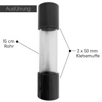 2x PVC Sichtglas mit Klebemuffen I 15 cm Rohr x 50 mm...