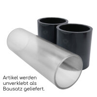 2x PVC Sichtglas mit Klebemuffen I 15 cm Rohr x 50 mm Muffen I PVC Schauglas Bausatz I transparentes Verbindungsstück für PVC-Rohre und PVC-Fittinge I bm178