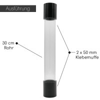 2x PVC Sichtglas mit Klebemuffen I 30 cm Rohr x 50 mm...