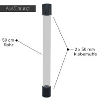 2x PVC Sichtglas mit Klebemuffen I 50 cm Rohr x 50 mm...