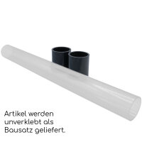 3x PVC Sichtglas mit Klebemuffen I 50 cm Rohr x 50 mm Muffen I PVC Schauglas Bausatz I transparentes Verbindungsstück für PVC-Rohre und PVC-Fittinge I bm180