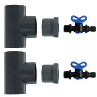 3 Entleerungs-Sets I T-Stücke 50 mm I Reduzierungsstück 50 mm x 1/2 Zoll I Ablasshahn 1/2 Zoll I bm380