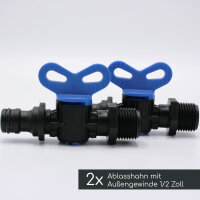 2 Entleerungs-Sets I T-Stücke 25 mm I Reduzierungsstück 25 mm x 1/2 Zoll I Ablasshahn 1/2 Zoll I bm381