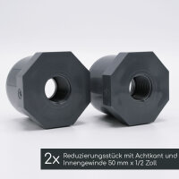 2 Entleerungs-Sets I T-Stücke 63 mm I Reduzierungsstück 63 mm x 1/2 Zoll I Ablasshahn 1/2 Zoll I bm384