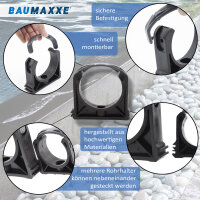 Baumaxxe PVC-Rohrschellen Set I 50 mm I Schwarz I 10 Stück I Pool-Zubehör I Rohrklemme mit Verschlussbügel I Rohrhalter I für PVC-Rohr mit Ø 50 mm geeignet I bm048
