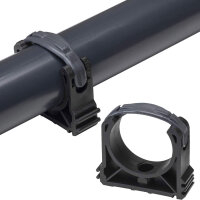 Baumaxxe PVC-Rohrschellen Set I 50 mm I Schwarz I 10 Stück I Pool-Zubehör I Rohrklemme mit Verschlussbügel I Rohrhalter I für PVC-Rohr mit Ø 50 mm geeignet I bm048