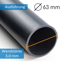 PVC-Druckrohr I 63 mm I 2 Zoll I 1 Meter I Klebemuffe I Pool-Zubehör I bm_056