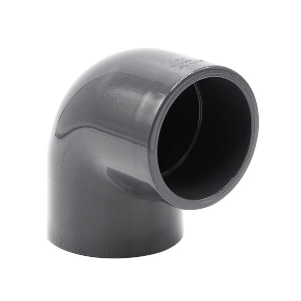 PVC-Winkel-Muffe 90° I 63mm I 2 Zoll I Klebemuffe mit 2-Anschlüssen I bm_084
