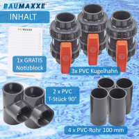 50 mm Pool Bypass Set für Wärmepumpen I Pool-Heizung und Solarheizung I Schwimmbadheizung I Bypass-Kit mit 9 Teilen inkl. 3 x Mega Marken-Kugelhahn I bm120