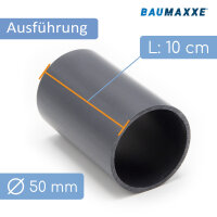PVC-Rohr I 50 mm I 1 1/2 Zoll I 10 cm I Klebemuffe I Pool-Zubehör I bm_106
