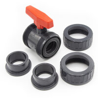 PVC-Kugelhahn I 50mm I 1 1/2 Zoll I für Klebemuffen und Fittinge I Absperrhahn 2-Wege I PVC-Rohrverbinder 50mm I Kugelschieber für Pool- und Teichbau I bm116