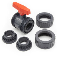 PVC-Kugelhahn I 40 mm I 1 1/4 Zoll I für Klebemuffen und Fittinge I Absperrhahn 2-Wege I PVC-Rohrverbinder 40mm I Kugelschieber für Pool- und Teichbau I bm147