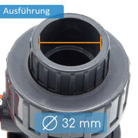 PVC-Kugelhahn I 32 mm I 1 Zoll I für Klebemuffen und Fittinge I Absperrhahn 2-Wege I PVC-Rohrverbinder 32mm I Kugelschieber für Pool- und Teichbau I bm148 Grau