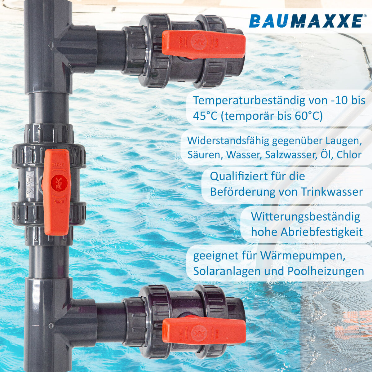 Premium Pool Bypass Set 50 mm I für Wärmepumpen I Bypass-Kit mit 12 T ...