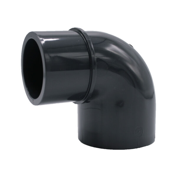 PVC-Winkel-Muffe 90° reduziert I 40/50 mm x 50 mm I 1 1/4 Zoll x 1 1/2 Zoll I Klebemuffe I PVC-Rohrmuffe mit 2-Anschlüssen I Rohr-Verbindungsstück PVC-Rohr PVC-Fitting I bm169