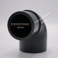 PVC-Winkel-Muffe 90° reduziert I 40/50 mm x 50 mm I 1 1/4 Zoll x 1 1/2 Zoll I Klebemuffe I PVC-Rohrmuffe mit 2-Anschlüssen I Rohr-Verbindungsstück PVC-Rohr PVC-Fitting I bm169