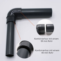 PVC-Winkel-Muffe 90° reduziert I 40/50 mm x 50 mm I 1 1/4 Zoll x 1 1/2 Zoll I Klebemuffe I PVC-Rohrmuffe mit 2-Anschlüssen I Rohr-Verbindungsstück PVC-Rohr PVC-Fitting I bm169