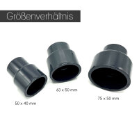 PVC Reduziermuffe I 75/63mm x 50mm I Reduktion I Rohr-Verbindungsstück I bm_210