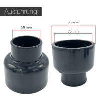PVC Reduziermuffe I 90/75mm x 50mm I Reduktion I Rohr-Verbindungsstück I bm_211