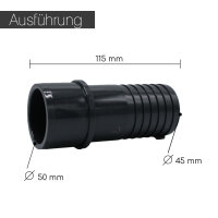 PVC-U Schlauchtülle I 50 x 45 mm I Fitting für Pool, Teich und Garten I bm_162