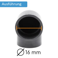 PVC-Winkel-Muffe 90° I 16mm I 3/8 Zoll I Klebemuffe I PVC-Rohrmuffe mit 2-Anschlüssen I Rohr-Verbindungsstück PVC-Rohr PVC-Fitting I bm273