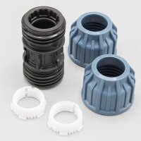 PP Kupplung I Durchgangsmuffe l 25 mm I Klemmverbinder mit 2 Anschlüssen I Klemmverschraubung I Klebe- Flexschlauchverbinder I Pool-Zubehör I Garten-Bewässerung I Druckleitung I bm302