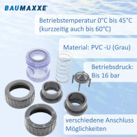 PVC Kegelrückschlagventil 50 mm I Klebemuffen I Pool und Teichbau I bm_278